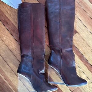 NWT - Maison Martin Margielq x H&M brown leather lucite heel boots - size 38/7